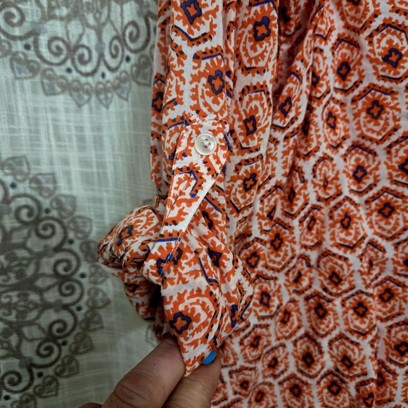 Talbots Orange Patterned Blouse - Picture 3 of 5